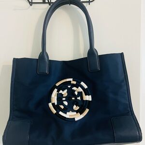 Tory Burch Navy Embroidered Tote Bag with Original Dust Bag